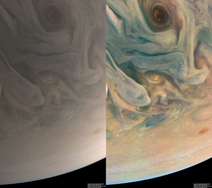 Imágenes recogidas por la nave espacial Juno.