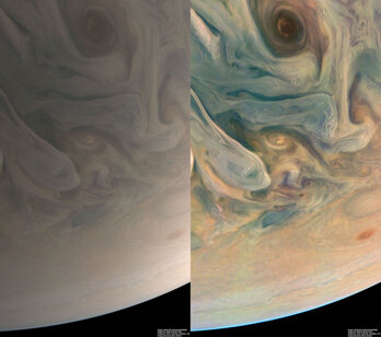 Imágenes recogidas por la nave espacial Juno de la NASA.