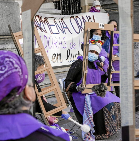 Etxeko langileek lan itunaren alde Bilbon egindako mobilizazio bat.