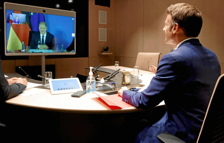Videoconferencia entre Macron y Scholz celebrada el lunes para tratar la crisis energética.