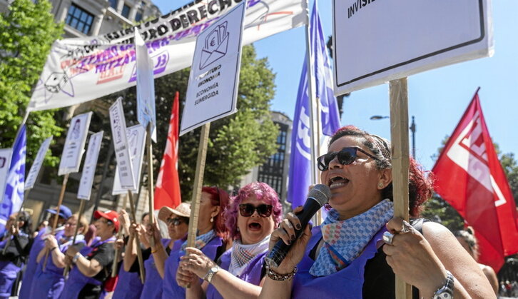 Etxeko langileek uztailan Bilbon eginiko protesta, konbenio kolektiboa eskatzeko.