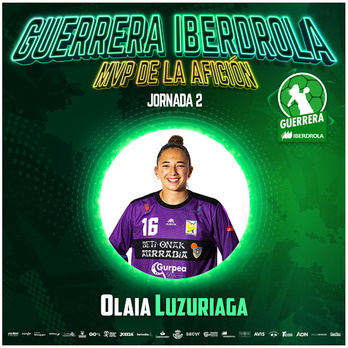 La afición ha elegido a Olaia Luzuriaga como MVP de la segunda jornada.