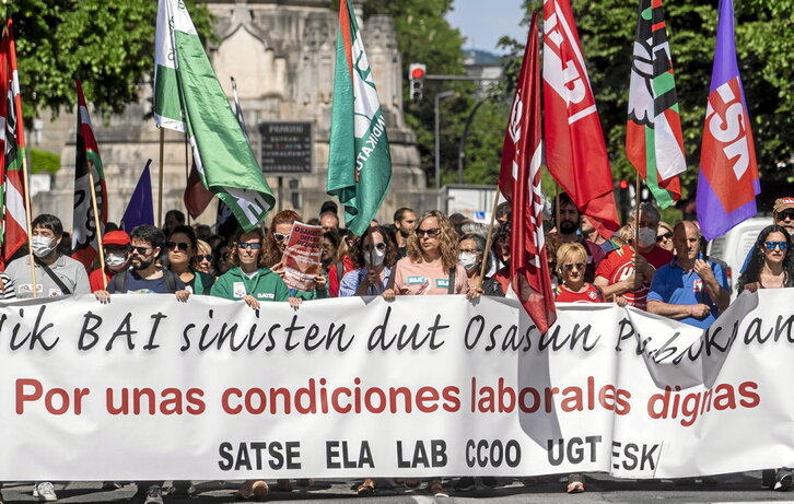Manifestación celebrada el pasado mes de mayo en Bilbo en defensa de unas condiciones laborales dignas en Osakidetza.
