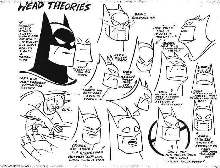 Indicaciones de cómo debían dibujar a Batman. (Warner Bross) Indicaciones de cómo debían dibujar a Batman. (Warner Bross)