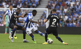 Mohamed-Ali Cho, en el partido de Liga contra el Atlético.