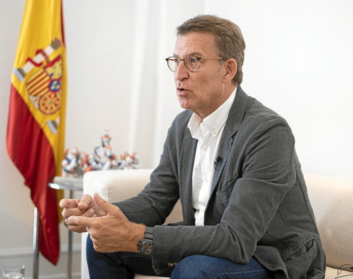 Alberto Núñez Feijóo en una imagen del pasado 18 de agosto en la sede del PP gallego, durante una entrevista con la agencia Europa Press.
