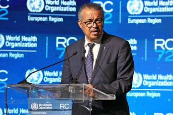 Tedros Adhanom Ghebreyesus, director general de la OMS, durante una intervención en Tel Aviv el 12 de setiembre.