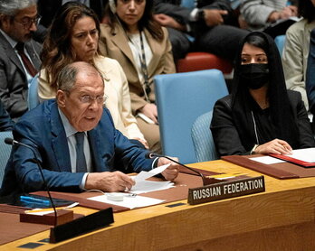 El ministro ruso de Exteriores, Sergei Lavrov, ante el Consejo de Seguridad de la ONU.