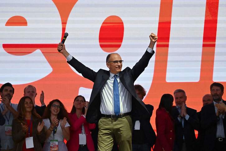 Enrico Letta, líder del Partido Democrático (PD), durante el acto de cierre de campaña de ayer en la capital italiana.