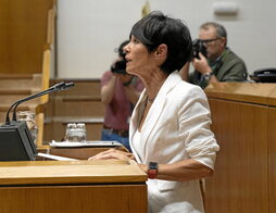 La portavoz parlamentaria de EH Bildu, Maddalen Iriarte, durante el pleno del jueves.