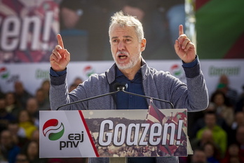 El lehendakari, Iñigo Urkullu, durante su intervención en el Alderdi Eguna.