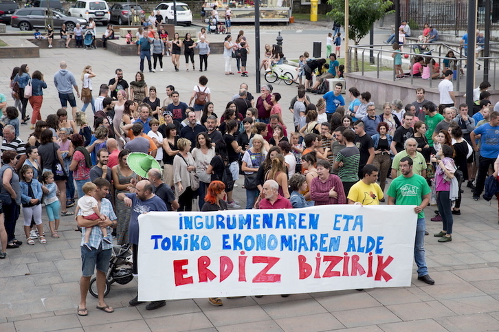 Protesta contra el proyecto de mina en Erdiz en 2019.
