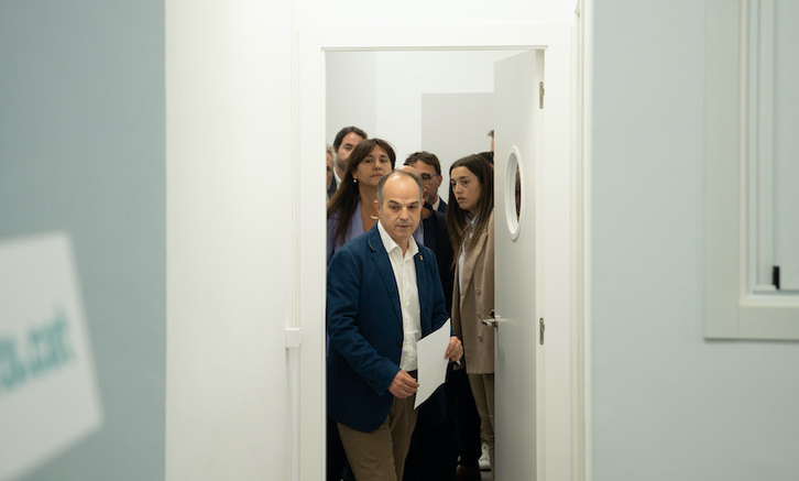 Jordi Turull, secretario general de Junts, con rictus de preocupación en un momento de la maratoniana jornada de debate de la dirección del partido.