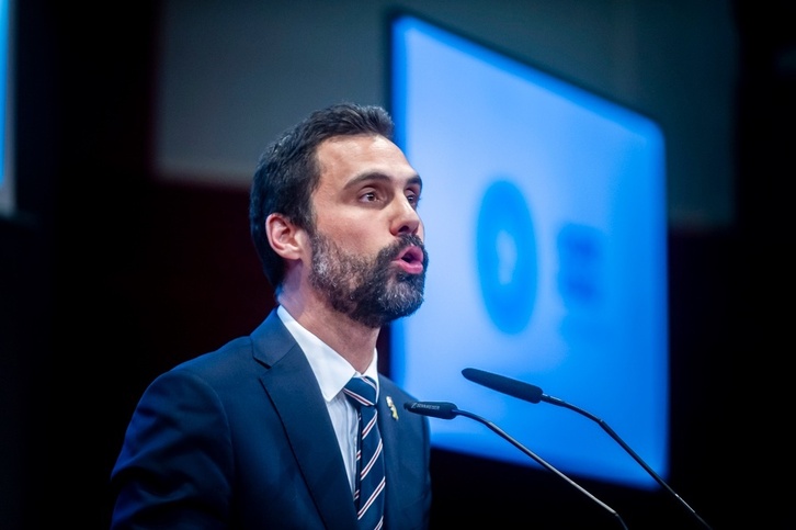 Roger Torrent, en una visita a Euskal Herria en 2019, cuando era presidente del Parlament.
