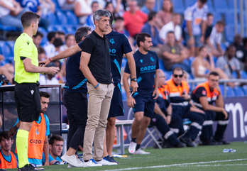Imanol, en el último partido jugado fuera de casa en Getafe.