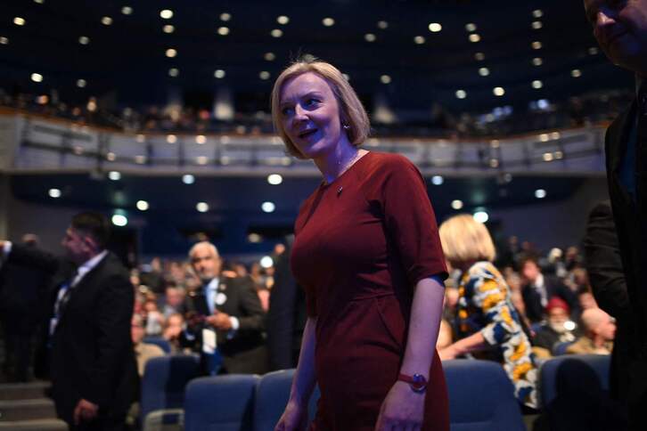Liz Truss, durante el congreso anual de los conservadores, en Birmingham.