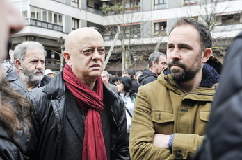 Odón Elorza y Denis Itxaso, juntos en una manifestación por el empleo en 2016.