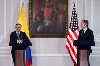El presidente de Colombia, Gustavo Petro, junto al secretario de Estado de EEUU, Antony Blinken.
