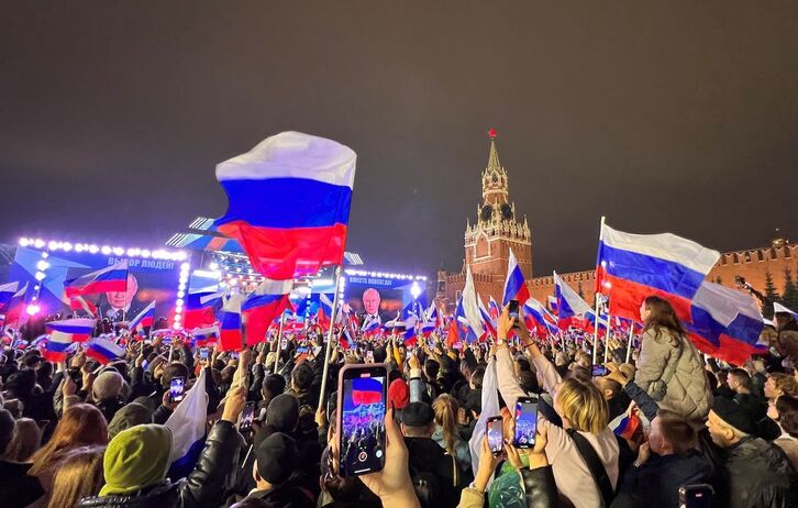 Celebraciones en Rusia el pasado viernes por la anexión de los cuatro territorios.