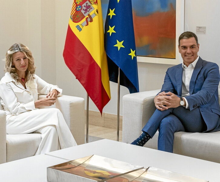 Yolanda Díaz y Pedro Sánchez, escenificaron su acuerdo presupuestario.