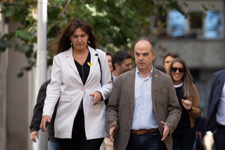 Laura Borràs y Jordi Turull, presidenta y secretario general de Junts, el pasado lunes antes de la Ejecutiva del partido.