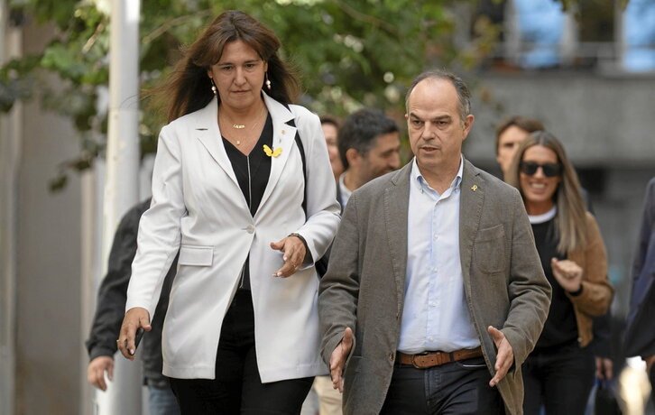 Laura Borràs y Jordi Turull, presidenta y secretario general de Junts, el pasado lunes antes de la Ejecutiva del partido.