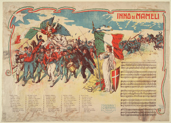 Italiako ereserkia, 1910. urteko litografia batean.