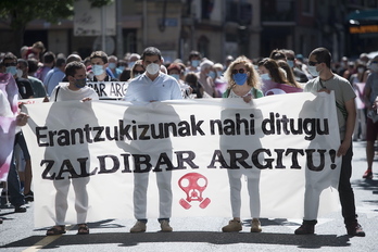 Movilización en exigencia de responsabilidades por el vertedero de Zaldibar, en julio de 2020.