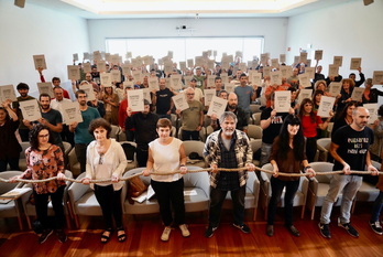 ELAk, LABek eta Kontseiluak agerraldia egin dute gaur Bilbon.