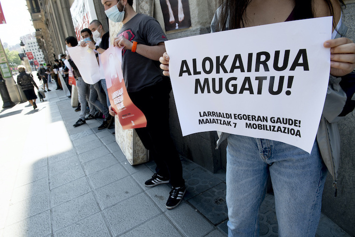 Protesta juvenil contra la carestía de la vivienda, en este caso promovida por Ernai en Gasteiz.
