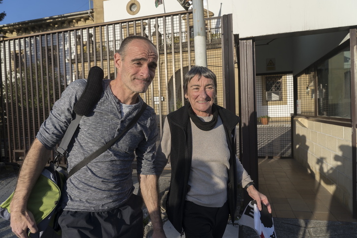 Xabier Atristain, a su salida de prisión tras la decisión de Estrasburgo. 