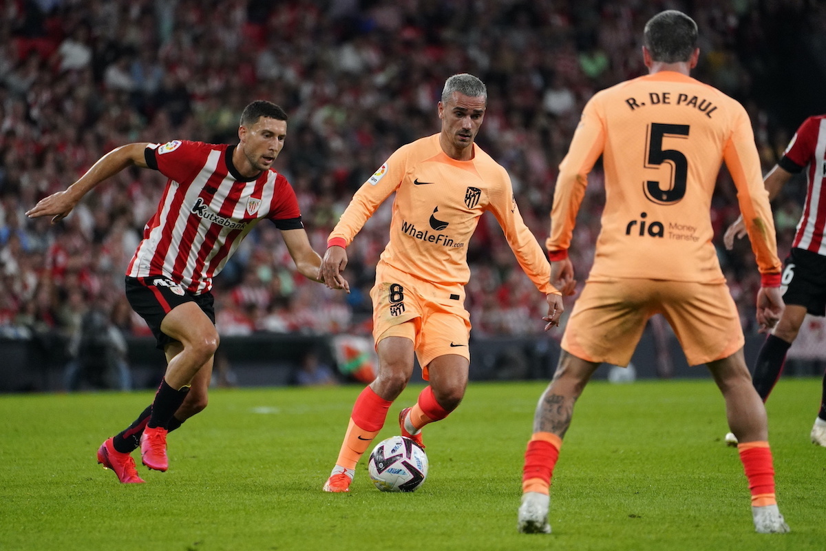 Griezmann ha marcado el tanto de los colchoneros. (Aritz LOIOLA / FOKU)