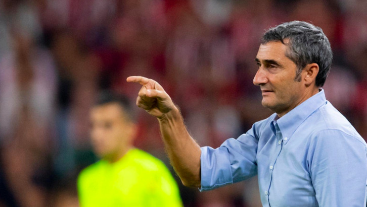 Valverde durante el último partido contra el Atlético en San Mamés.