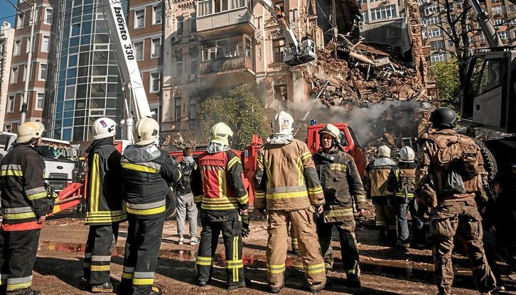 Asteon Kieven drone bitartez izandako erasoaren irudia.
