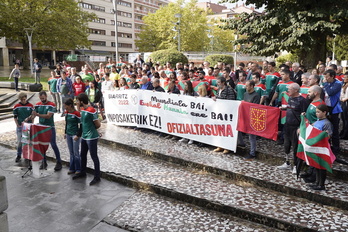 Euskal pilota selekzioaren alde eginiko elkarretaratzea, Durangon, pasa den astean. 