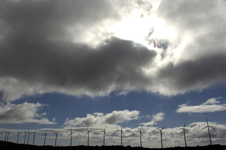 Imagen del parque eólico de la sierra de Alaitz, en Nafarroa.