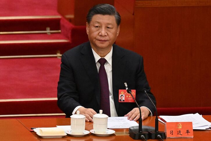 El presidente chino Xi Jinping durante el XX Congreso del Partido Comunista.