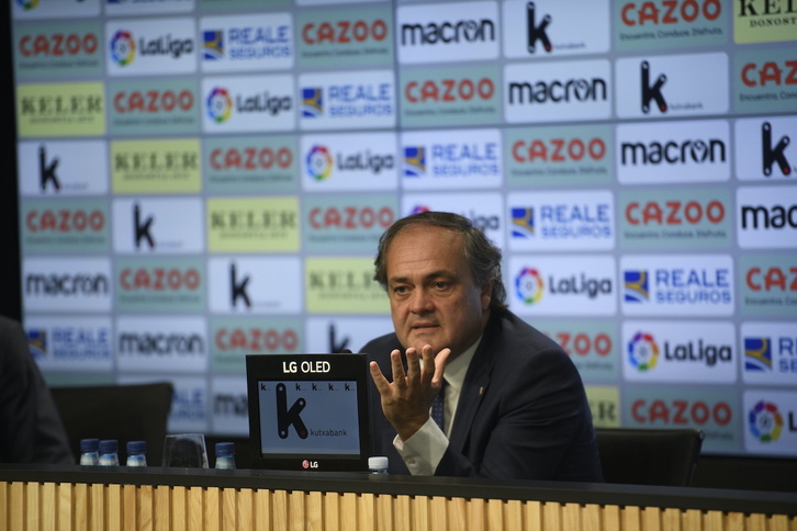 Jokin Aperribay, en una comparecencia ante los medios esta temporada. 