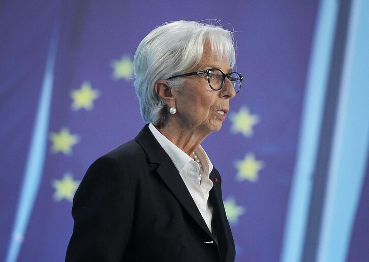 La presidenta del BCE, Christine Lagarde, este jueves en Fránkfurt.