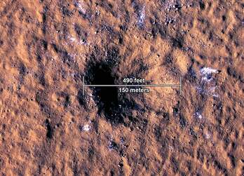 Imagen del cráter fruto del impacto de un meteorito en diciembre.