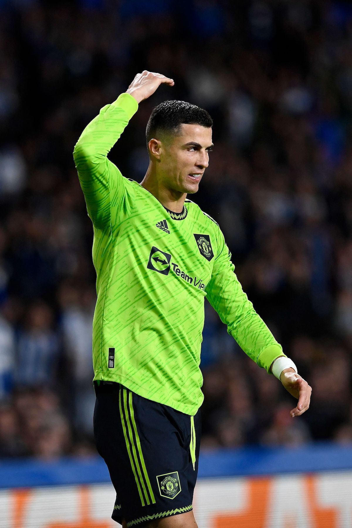 Cristiano Ronaldo, enfadado con todo en Anoeta. (Ander Gillenea | AFP)