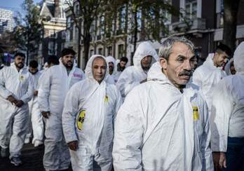 Movilización en La Haya (Países Bajos) para denunciar el uso de armas químicas contra los kurdos por parte de Turquía.