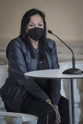 Puy Oria en la entrega de premios del Festival de Cine de Derechos Humanos, en abril de 2021.