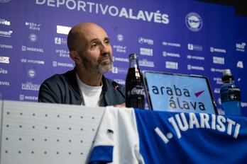 Iñigo Juaristi, durante su primera comparecencia como entrenador del Alavés.