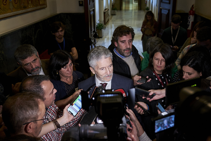 El ministro Grande-Marlaska el martes, antes de comparecer en la Comisión de Gastos Reservados del Congreso.