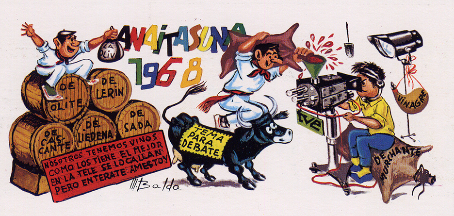 Anaitasuna hizo una alegoría de los vinos navarros en 1968. Anaitasuna hizo una alegoría de los vinos navarros en 1968.