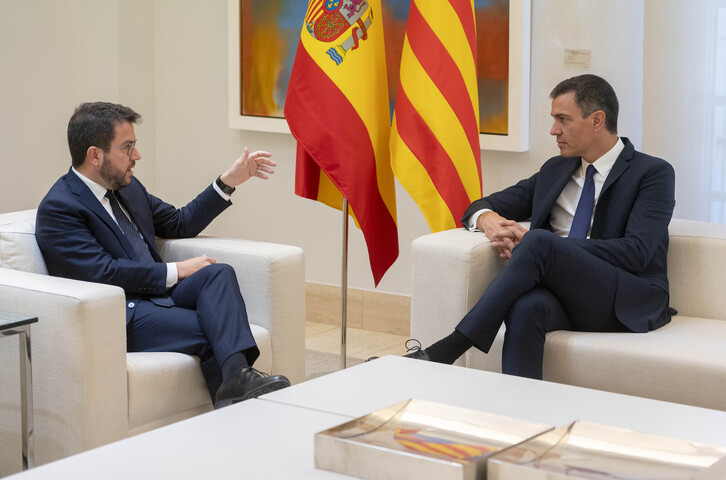 Reunión entre Pedro Sánchez y el president catalán, Pere Aragonès, el pasado julio en Moncloa. 