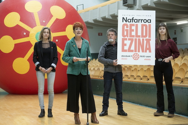 EH Bildu ha presentado hoy en el frontón Labrit de Iruñea el acto que celebrará en el mismo escenario el 2 de diciembre.