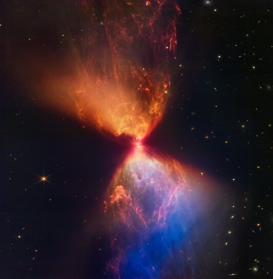 Los inicios de la nueva estrella en una imagen capturada por el telescopio James Webb.