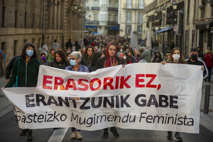 Imagen de archivo de una manifestación contra la violencia machista en Gasteiz.
